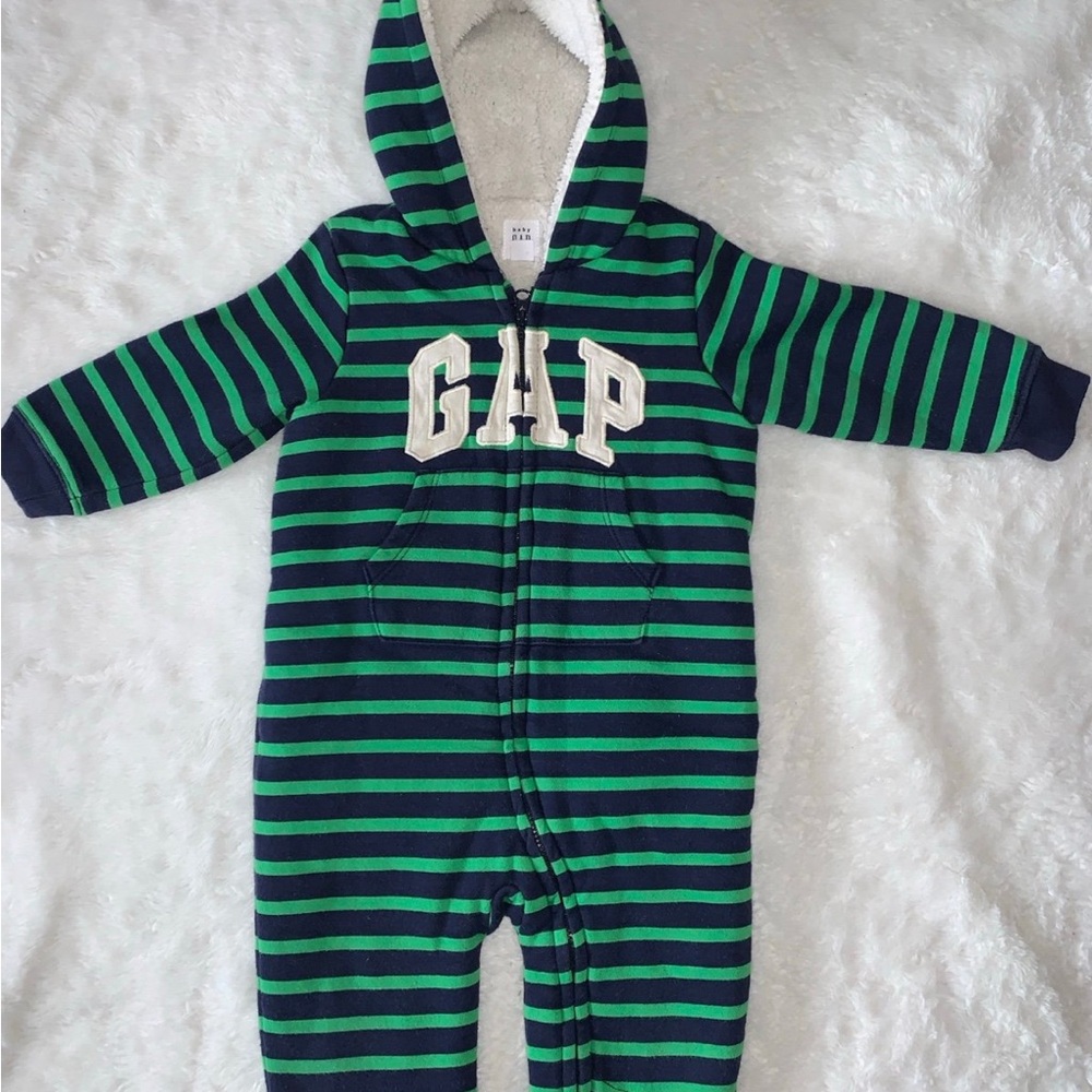 GAP Green and Blue Striped Footies One Piece